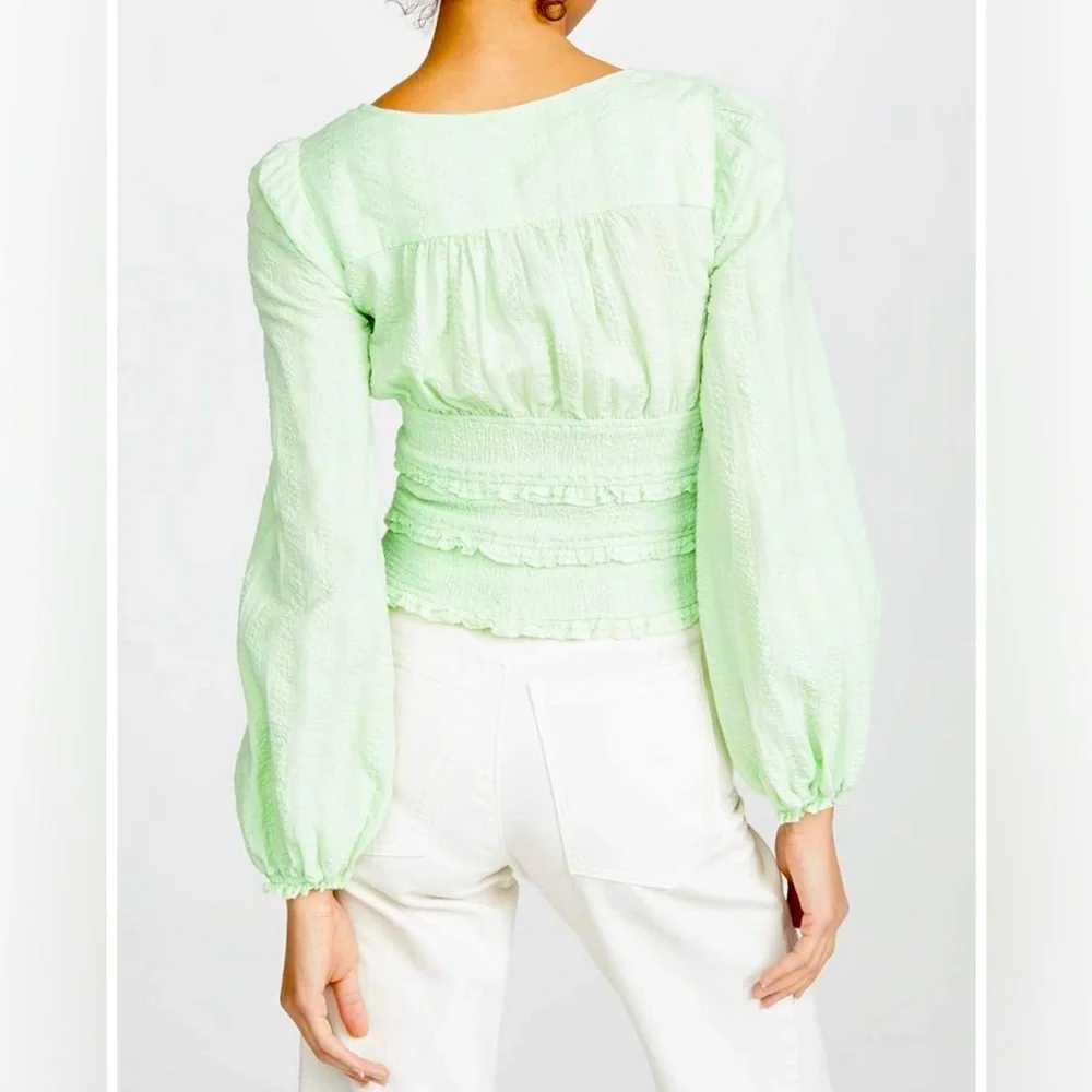 FREE PEOPLE - Lotita Queen Green Blouse.